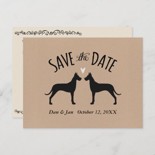 Grote Deen Silhouetten Bruiloft Save the Date Aankondigingskaart (Voorkant / Achterkant)