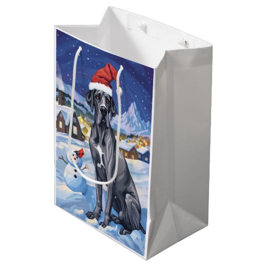Grote Deen Winter Wonderland Kerstvreugde Medium Cadeauzakje (Voorkant Gekanteld)