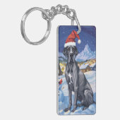 Grote Deen Winter Wonderland Kerstvreugde Sleutelhanger (Voorkant Links)
