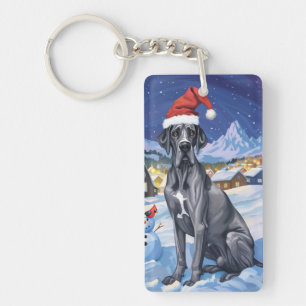 Grote Deen Winter Wonderland Kerstvreugde Sleutelhanger