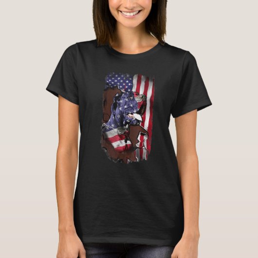 Grote Deense Amerikaanse vlaggenhond 4 juli T-shirt (Voorkant)