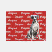 Grote Deense hond met naam Patroon Kerstmis Fleece Deken (Voorkant (Horizontaal))