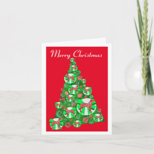 Grote Deense hond silhouet kerstboom rood Kaart