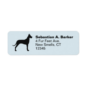 Grote Deense hond silhouet retour adres labels