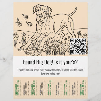 Grote Deense Hond Sjabloon Afscheur Flyer