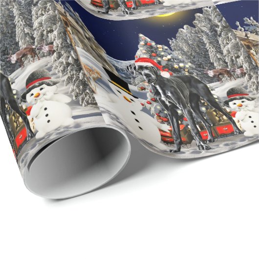 Grote Deense hond zitten op het strand Santa Hat Cadeaupapier (Rol Hoek)