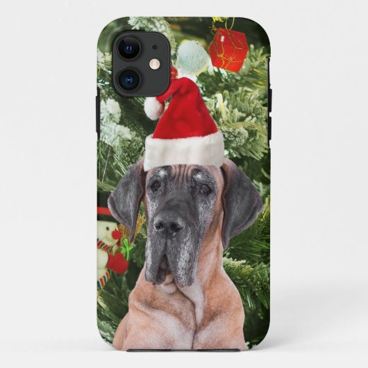 Grote Deense kerstboom geschenkdozen Santa Hat Case-Mate iPhone Case (Achterkant)