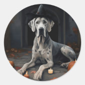 Grote Deense pompoenen Halloween Scary Flip Ronde Sticker (Voorkant)