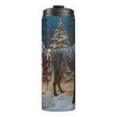 Grote Deense sneeuwslee Kerstdecoratie Thermosbeker (Voorkant)