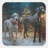 Grote Deense sneeuwslee Kerstdecoratie Vierkante Sticker (Voorkant)