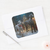 Grote Deense sneeuwslee Kerstdecoratie Vierkante Sticker (Envelop)