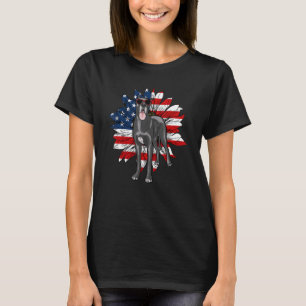 Grote Deense zonnebloem Amerikaanse vlag 4 juli T-shirt