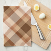 Grote diagonale plaagbruin, beige, koper en tan theedoek (Quarter Fold)