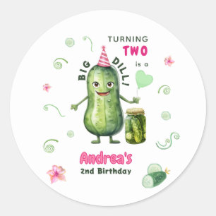 Grote Dill Pickle Meisje Verjaardag Elke Leeftijd Ronde Sticker