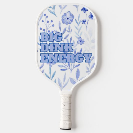 Grote Dink Energie Blauw Bloemen Pickleball Paddle (Achterkant)
