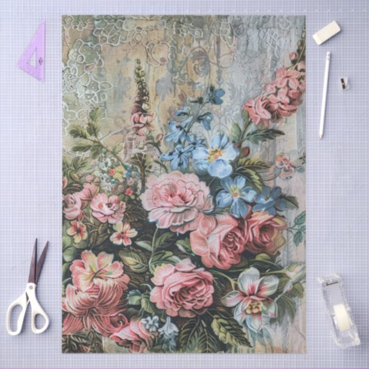 Grote Distressed Bloemen Decoupage Tissuepapier (Craft)