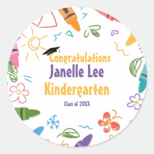 Grote Doodle Kindergarten Afstudeerfeest Ronde Sticker