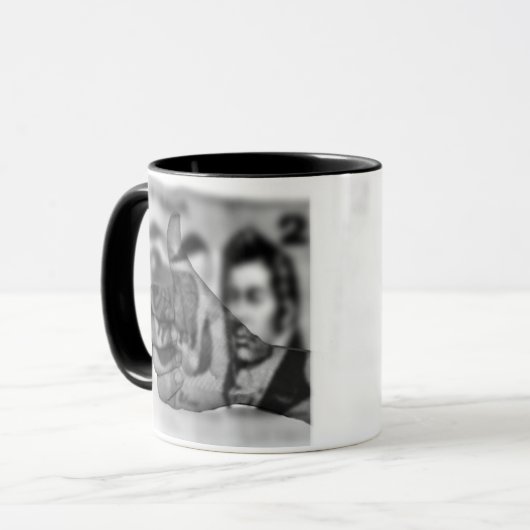 Grote duimen voor geld, Combo Coffee Mok. Mok (Voorkant links)