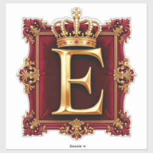 Grote E-monogram op rode fluweel Sticker