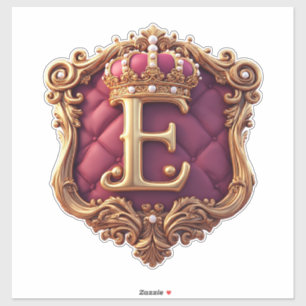 Grote E-monogram op rode fluweel Sticker
