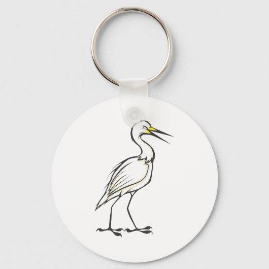 Grote Egret Bird Sleutelhanger (Voorkant)