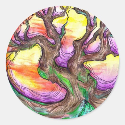 Grote eiken ouderling ronde sticker (Voorkant)