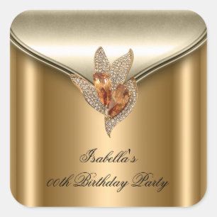 Grote Elegante Bronzen Bruine Gouden Verjaardagsfe Vierkante Sticker