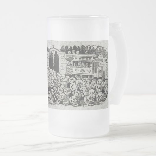 Grote elektrische schedel matglas bierpul (Voorkant rechts)