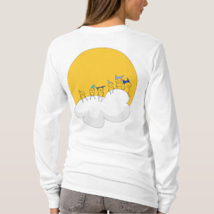 Grote elf zit op een wolk, lange mouw t-shirt