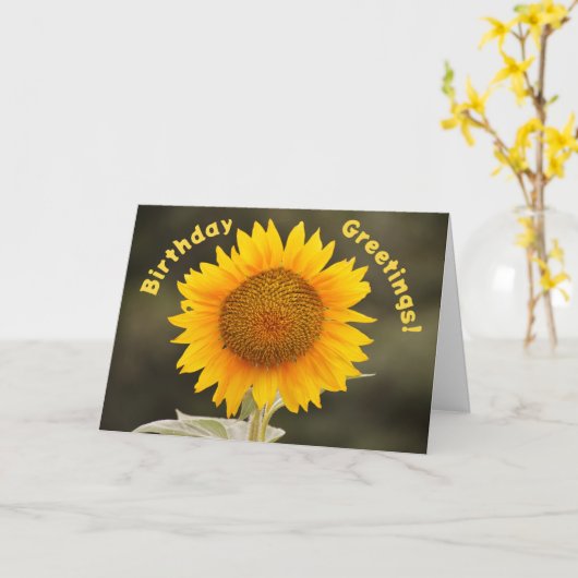 Grote en Heldere Schattigee Zonnebloem Verjaardag  Kaart (Gele Bloem)