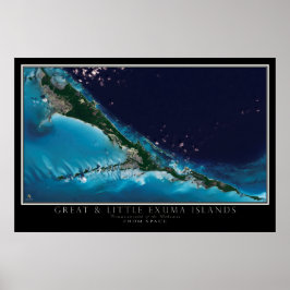 Grote en kleine Exuma-eilanden Bahamas-satellietka Poster