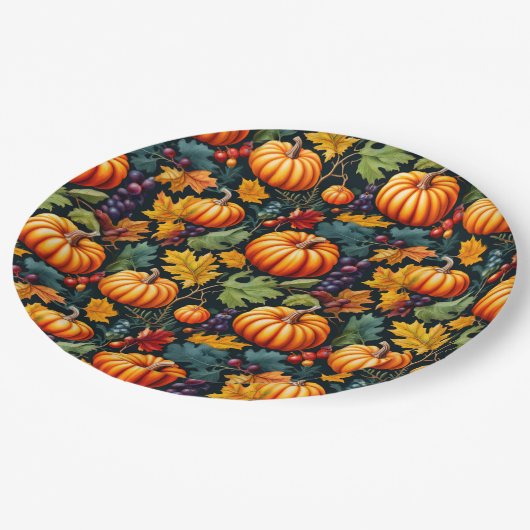 Grote en kleine Herfst pompoenen Papieren Bordje (Gekanteld)