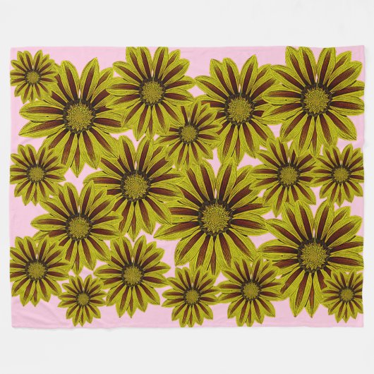 grote en vette gele bloemen met rode strepen fleece deken (Voorkant (Horizontaal))