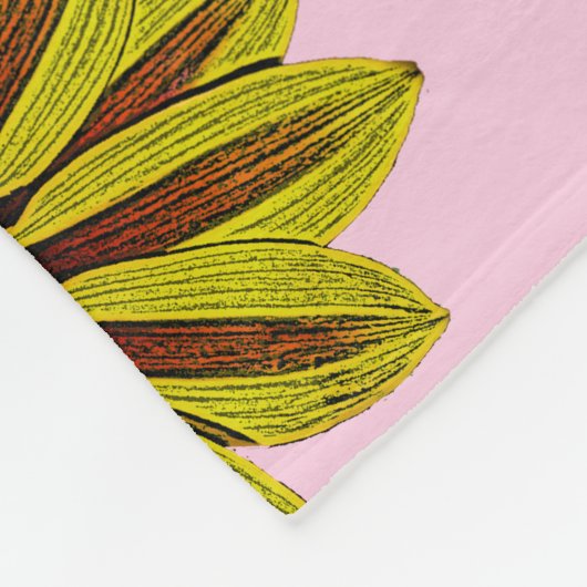 grote en vette gele bloemen met rode strepen fleece deken (Hoek)