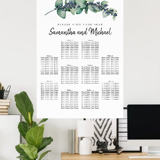 Grote Eucalyptus Berry 10-tabel Zitdiagram Poster (Thuiskantoor)