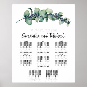 Grote Eucalyptus Botanische 8-tabel stoelenkaart Poster