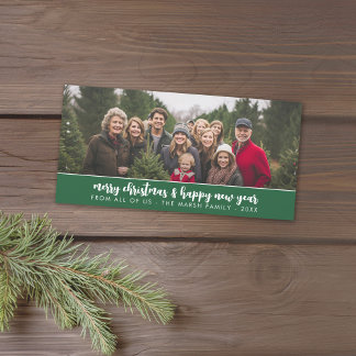Grote Familie Foto Panoramisch - Minimaal - groen Feestdagenkaart