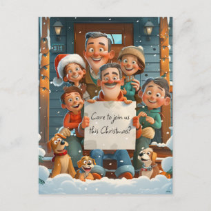 Grote Familie Kerstmis Briefkaart