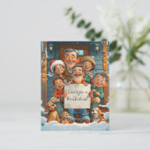 Grote Familie Kerstmis Briefkaart (Staand voorkant)