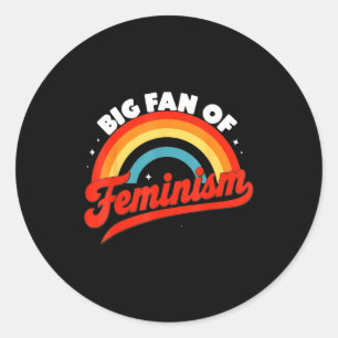 Grote fan van feminisme rechten -retro regenboog ronde sticker
