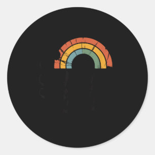 Grote fan van planeet aarde retro 70s regenboog aa ronde sticker