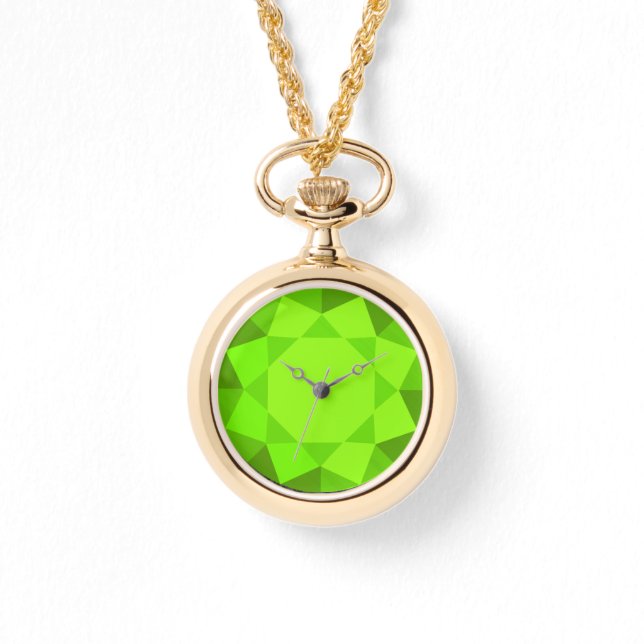 Grote, faux groene peridot gem horloge (Voorkant)