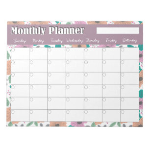 Grote Felgekleurde Bloemen Maandelijkse Planner Notitieblok