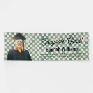 Grote felicitatie afgestudeerd groen vinkje vrouwe spandoek