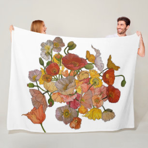 grote fleece deken met multimedia Poppies