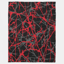 Grote fleece deken, modern, abstract, rood, zwart