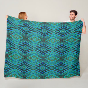 Grote fleece deken pauwenveren