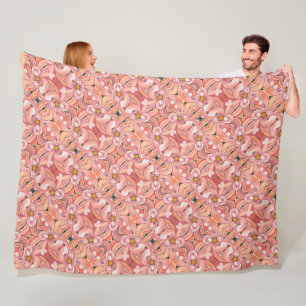 Grote fleece deken perzik dahlia
