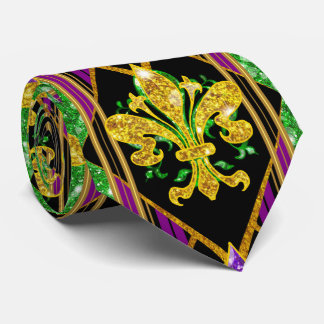 Grote Fleur de Lis Streep Mardi Gras Halsebandje Stropdas