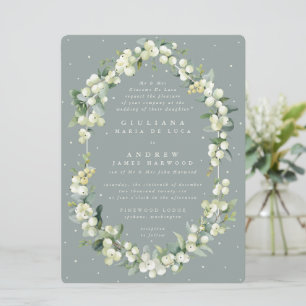 Grote Formele Seafoam Snowberry+Eucalyptus Bruilof Kaart